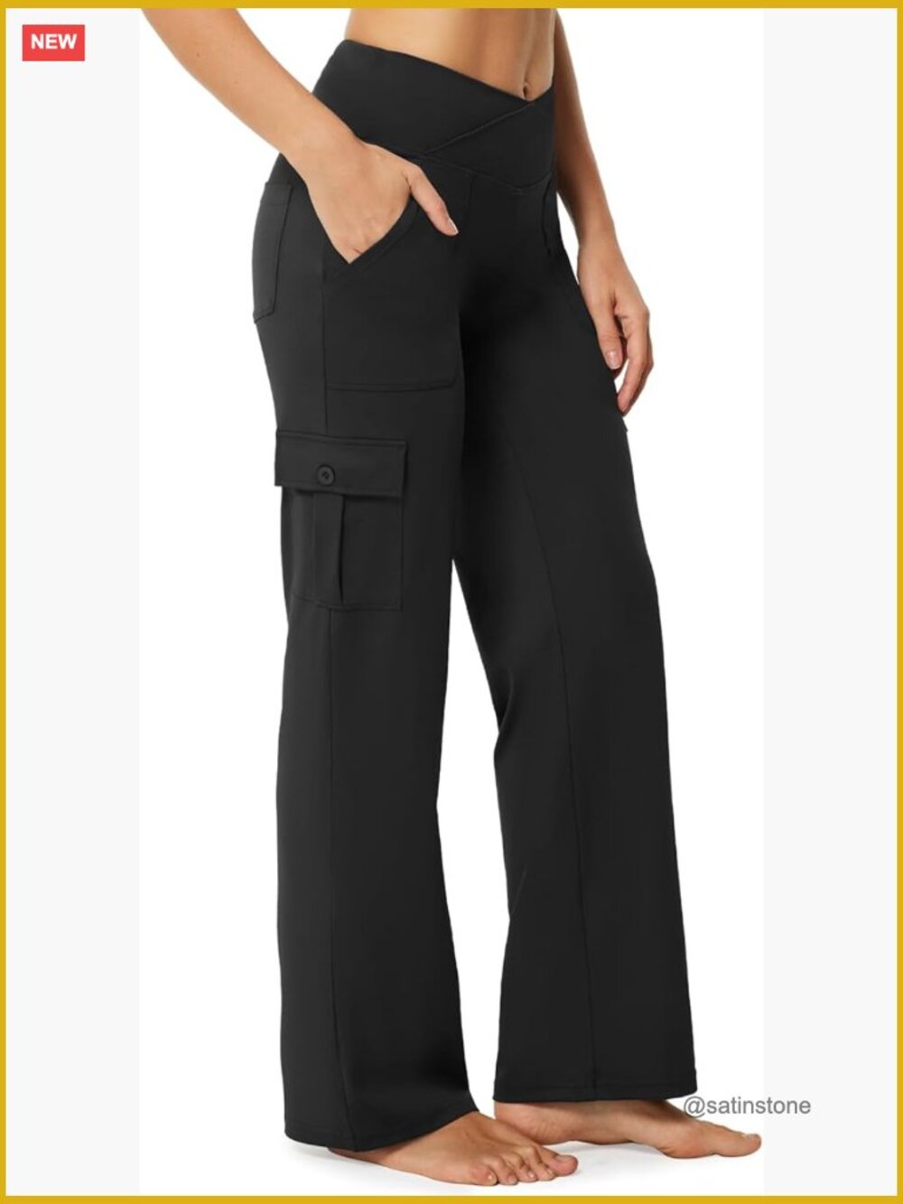 Wide Leg Yoga Pants with 6 Pockets Stretchy Cargo Work Dress Pants High Waisted